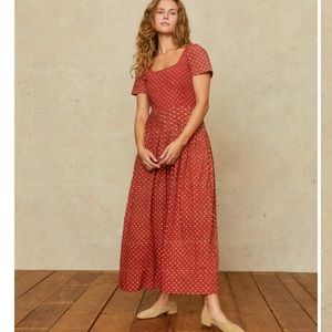 NWT Christy Dawn The Scarlet Dress Red Petunia Dot Maxi Floral Cotton Sz Small